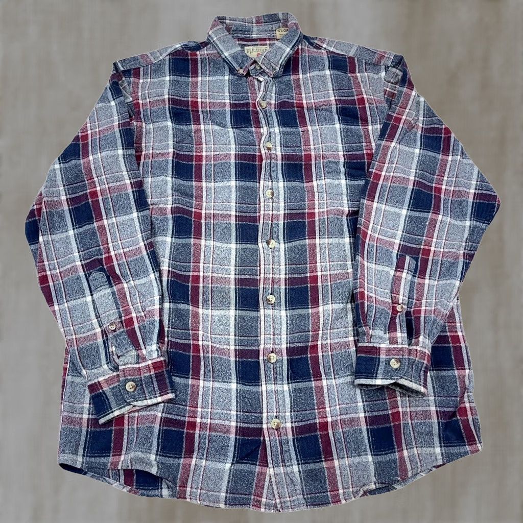 Vintage RedHead Flannel Shirt Large Tall Blue Red Plaid Button Up Camp Outdoors Men Size US L / EU 52-54 / 3 - 1 Thumbnail