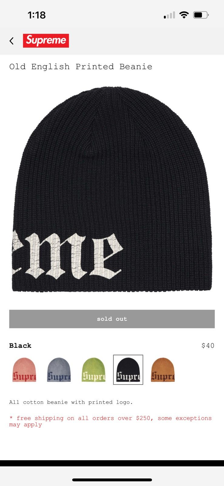 Supreme Supreme old english printed beanie Size ONE SIZE - 2 Thumbnail
