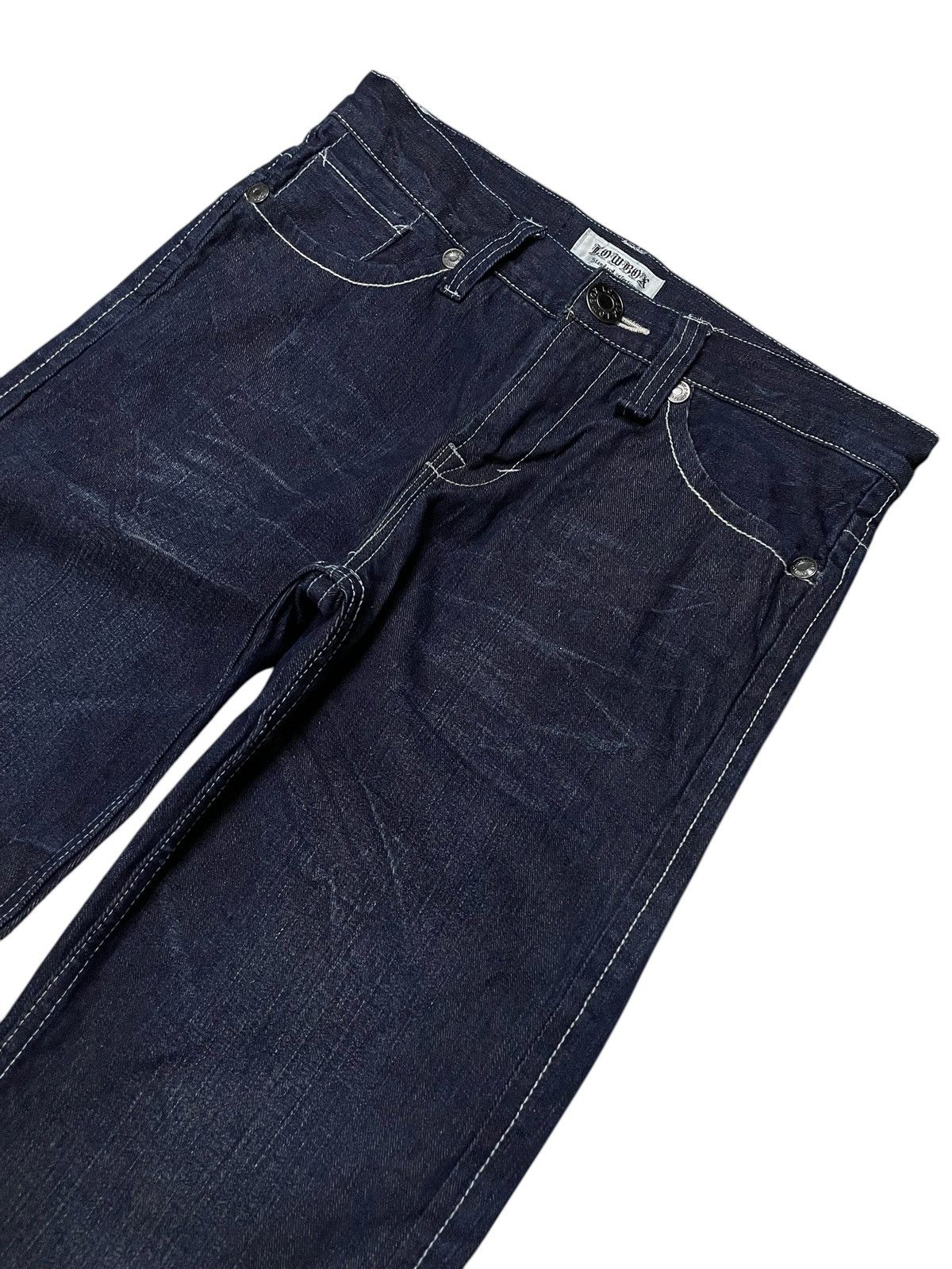 GOSTAR DE FUGA × LOWBOX Lowbox Japan Indigo Wash Contrast Stitched Straight Jeans Size US 31 - 3 Thumbnail