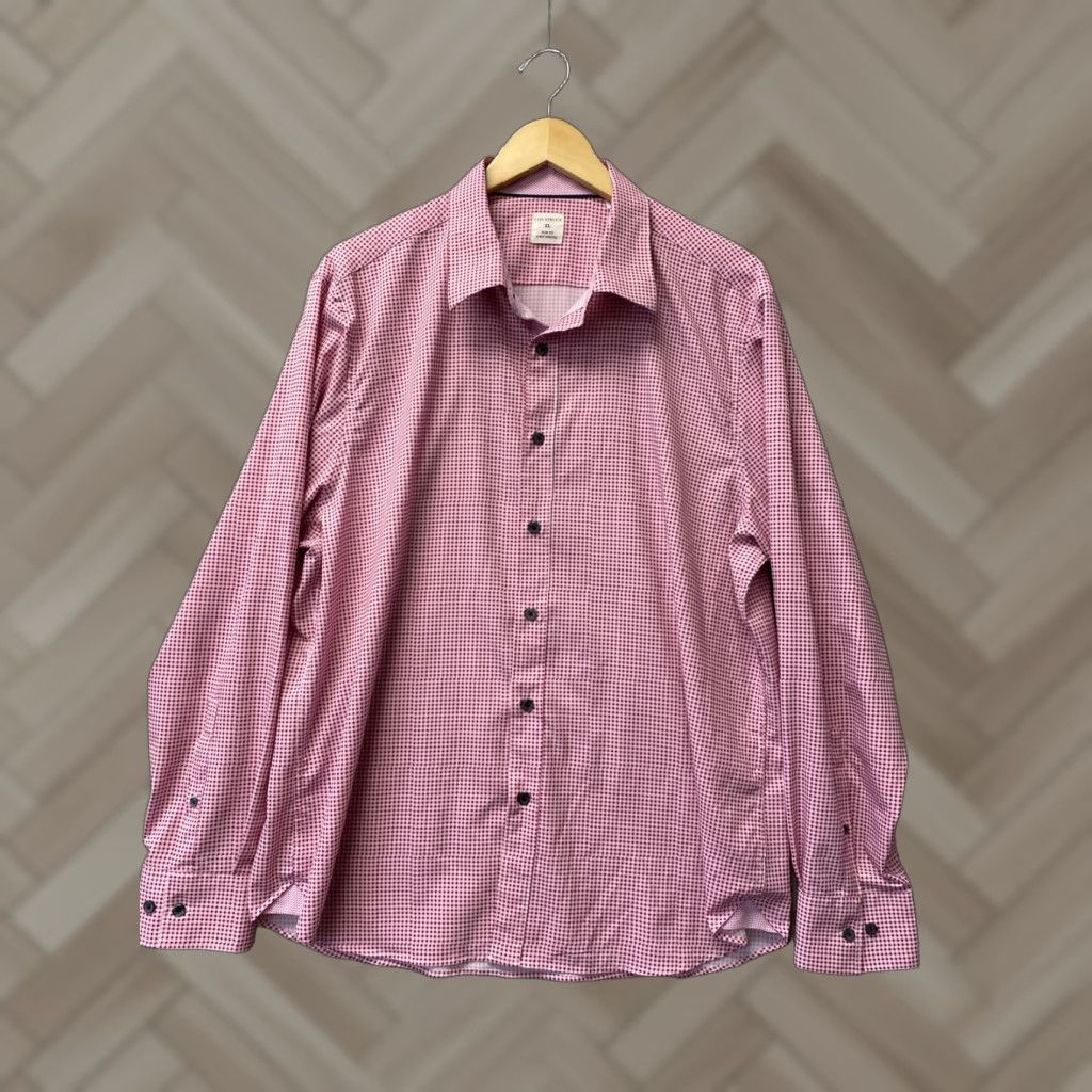 Pinko ConStruct Button-Up Shirt Mens XL Pink Slim Fit 4 Way Stretch Geometric Pattern Size US XL / EU 56 / 4 - 1 Thumbnail
