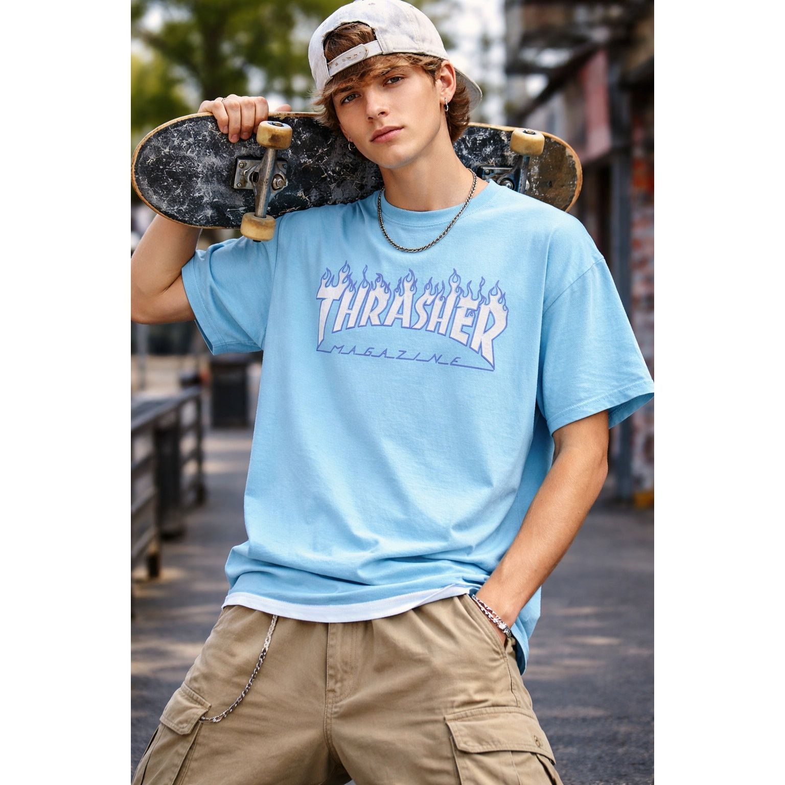 Thrasher Thrasher T-Shirt Mens Size M Blue Official Logo Skater Flame Size US M / EU 48-50 / 2 - 1 Thumbnail