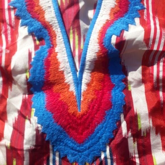 Bcbgmaxazria BCBGMaxAzria Silk Tunic Top Sz S Multicolor Ikat Retro 70's Size S / US 4 / IT 40 - 11 Thumbnail