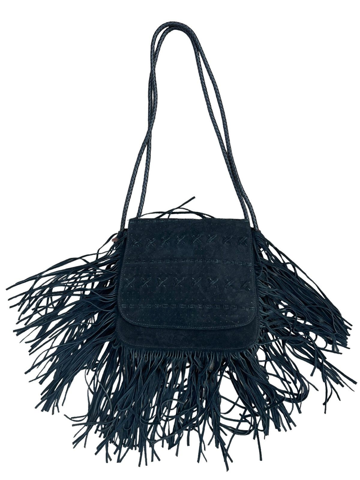 Leather Memory of Tomorrow Japan Black Suede Leather Fringe Bag Size ONE SIZE - 8 Thumbnail