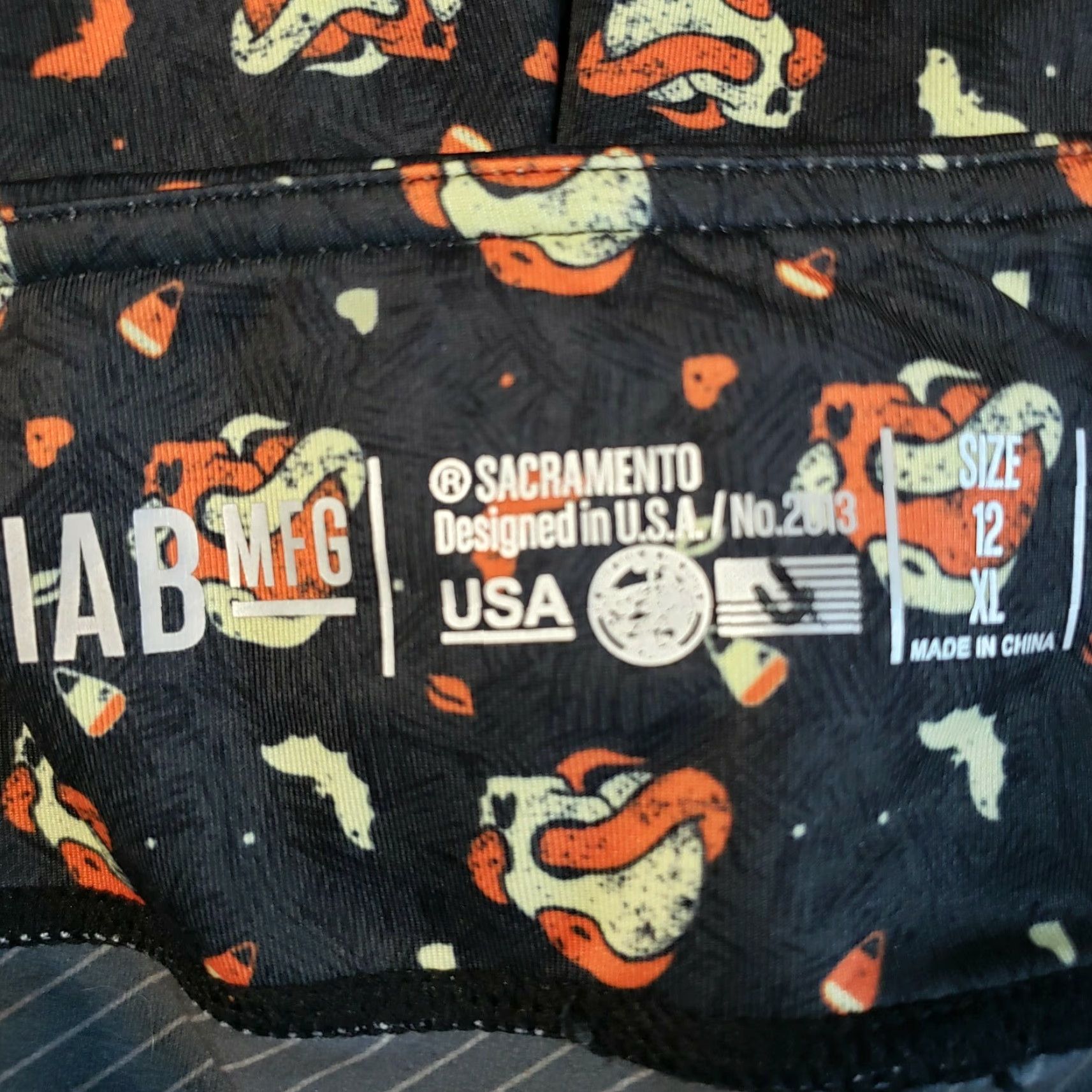 Vintage IAB Womens No Ride Activewear Shorts XL Black Orange Skull 5" Inseam Size 40" / US 18 - 4 Thumbnail