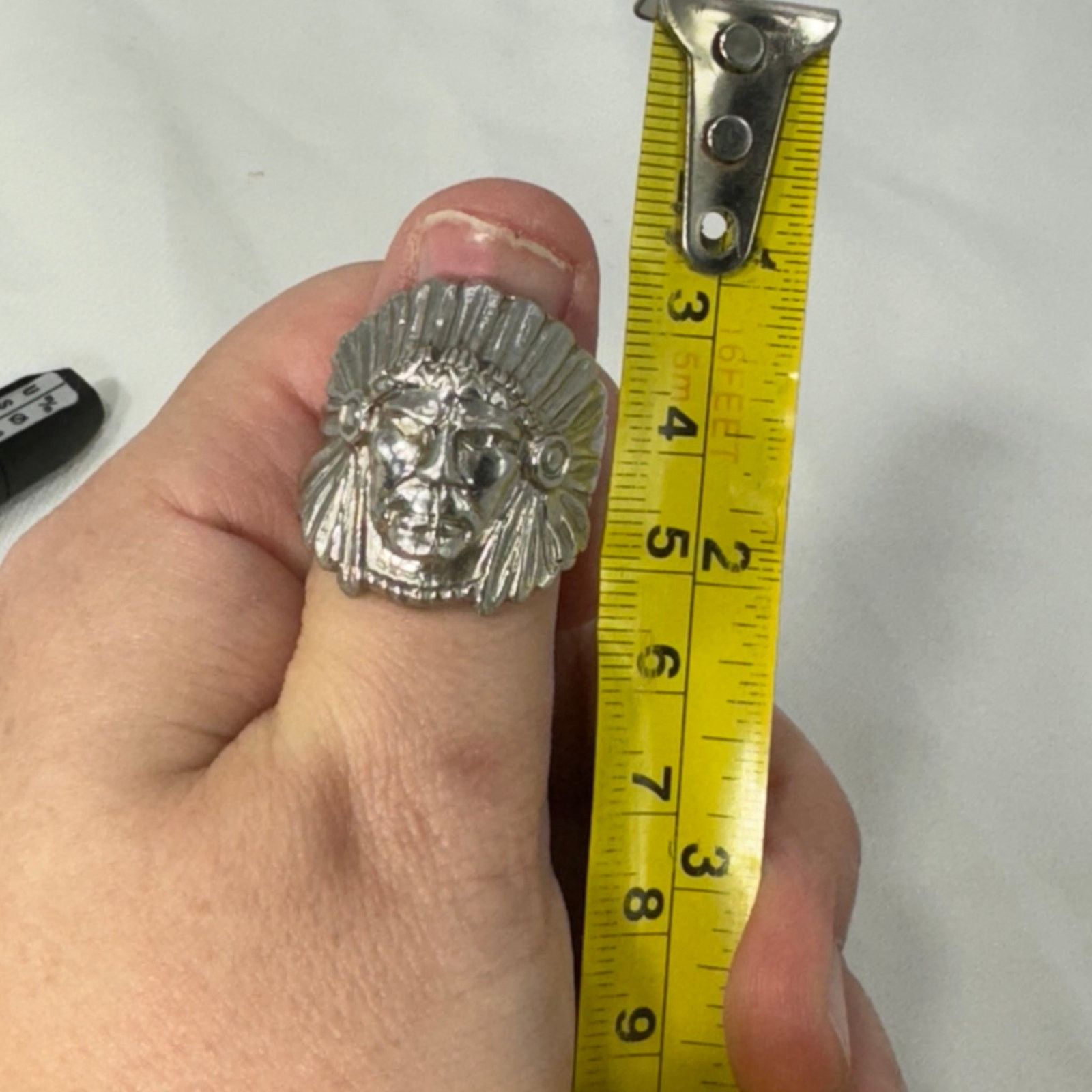 NBDN Nobrandedon Large hand cast Native American Chief ring Size ONE SIZE - 10 Thumbnail