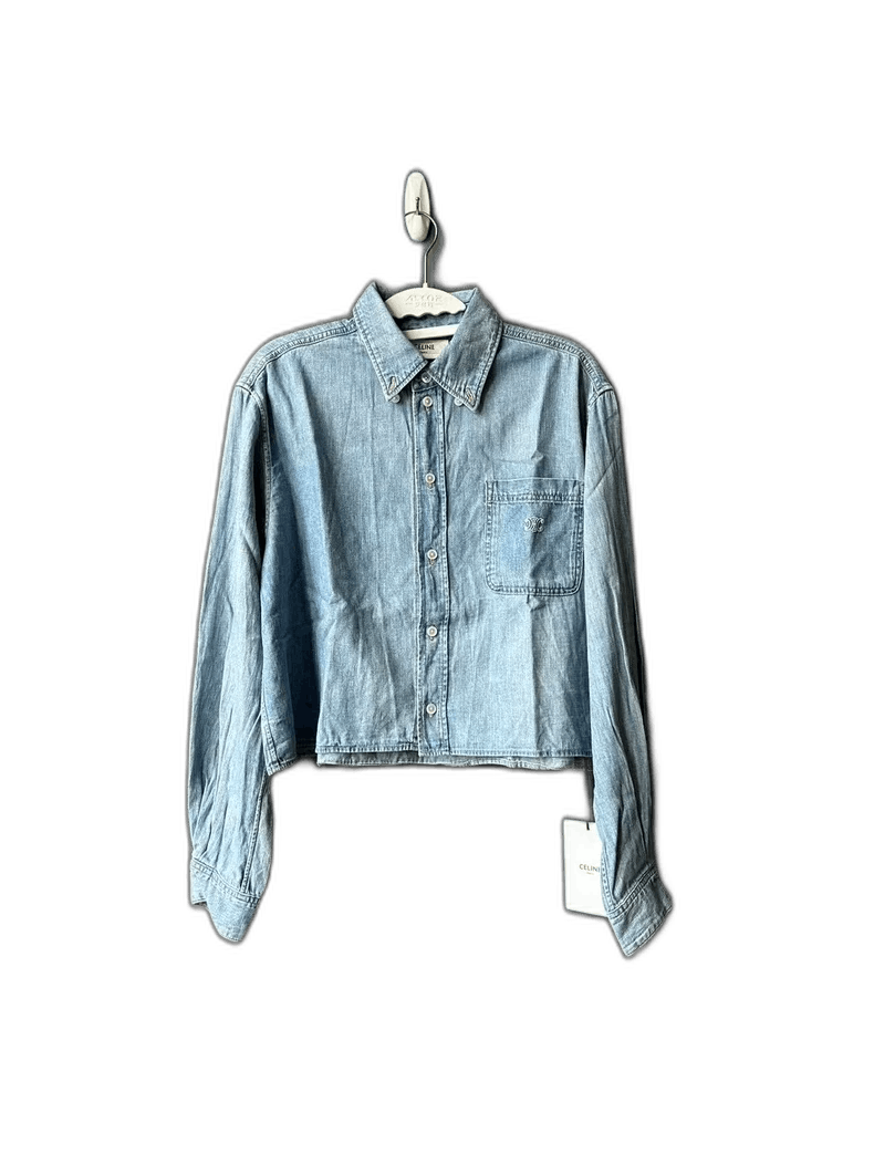 Celine Celine Denim Cropped Shirt Size S Size US S / EU 44-46 / 1 - 1 Thumbnail