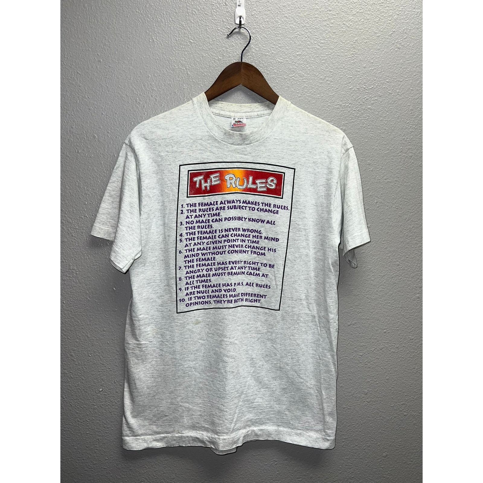 Fruit Of The Loom Vintage The Rules Shirt The Female Is Never Wrong Tee 90s M Size US M / EU 48-50 / 2 - 1 Thumbnail