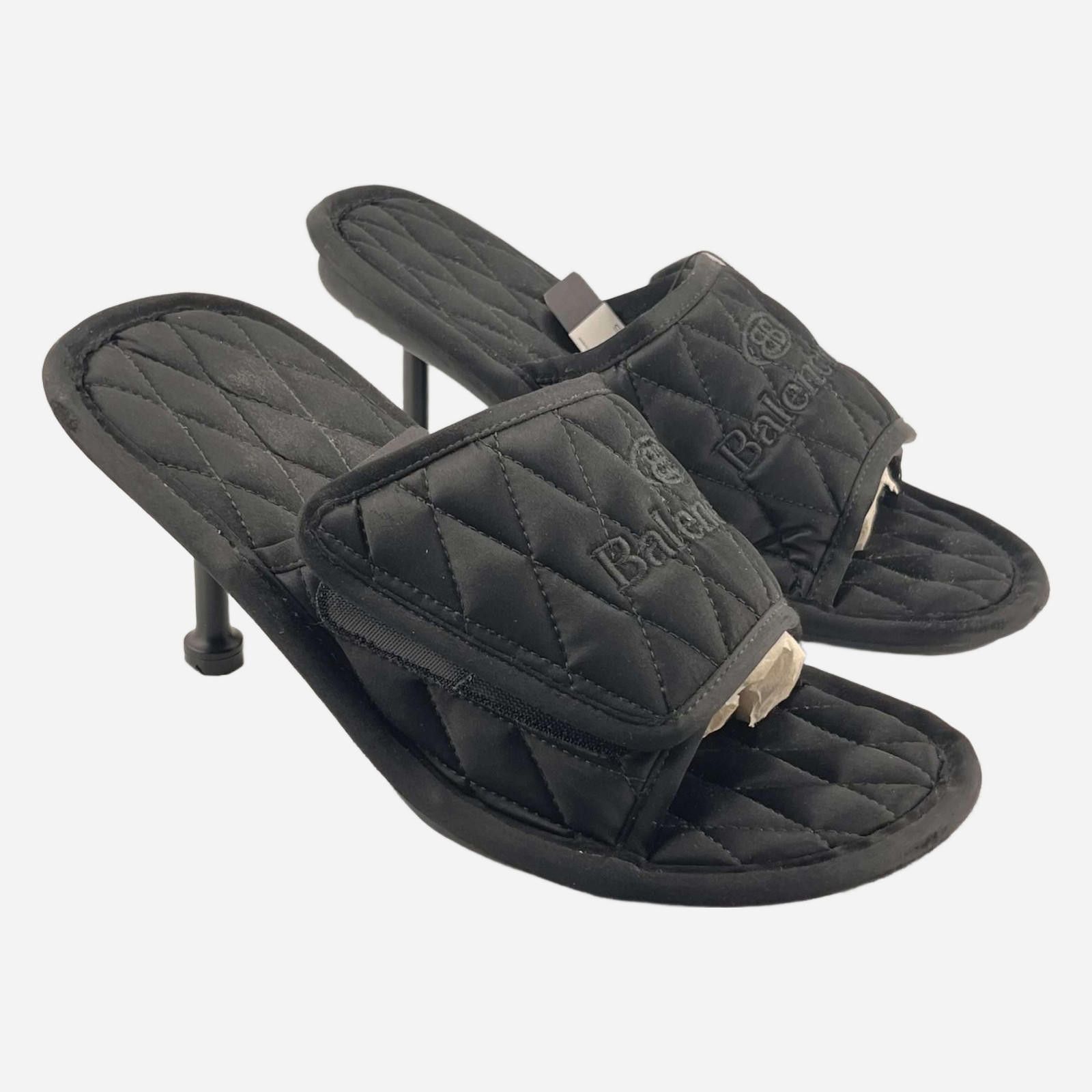 Balenciaga Balenciaga Home Logo Quilted Satin Slides Size 40 Used Size US 10 / EU 43 - 1 Thumbnail