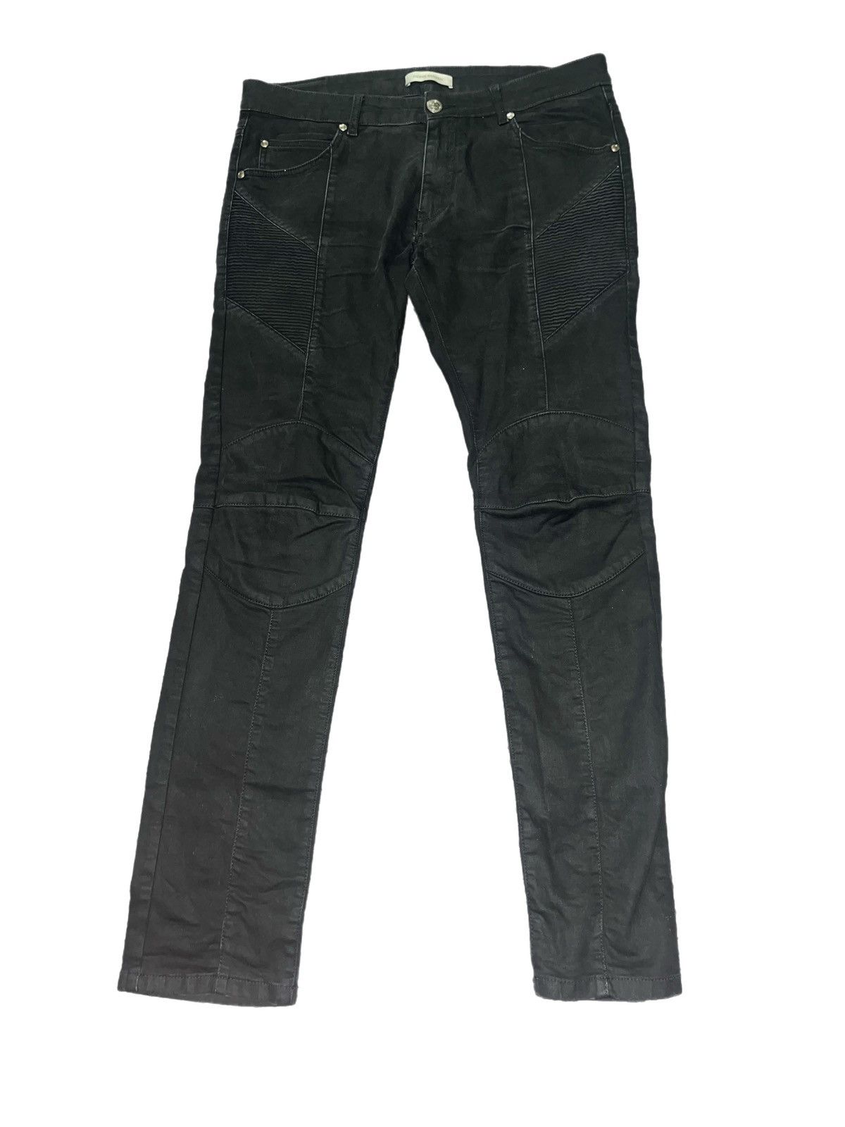 image of Pierre Balmain Black Wax Coated Denim, Men's (Size 36)