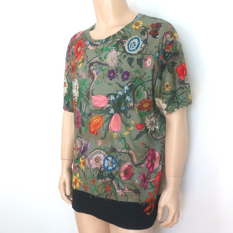 Gucci Gucci Flora Snake Print T-Shirt Green Size Large NEW Size US L / EU 52-54 / 3 - 2 Thumbnail