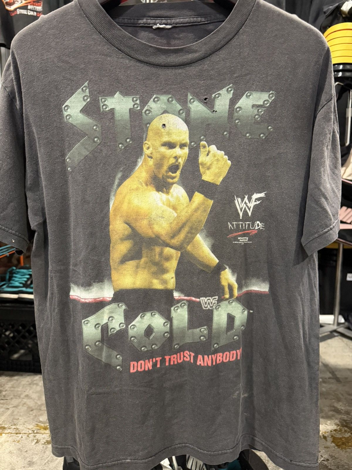 WWF Faded 90s WWF Stone Cold Dont Trust Anybody Tee Large Size US L / EU 52-54 / 3 - 2 Thumbnail