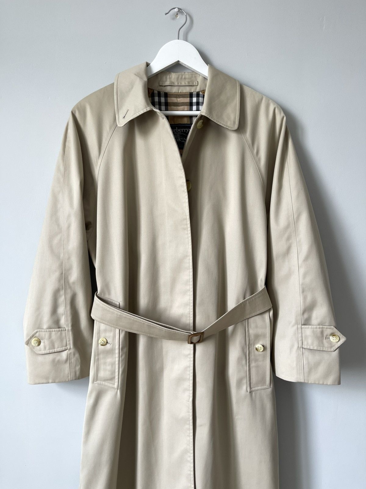 Burberry Vintage 90's Burberry Nova Check Belted Beige Trench Coat Size L / US 10 / IT 46 - 3 Thumbnail