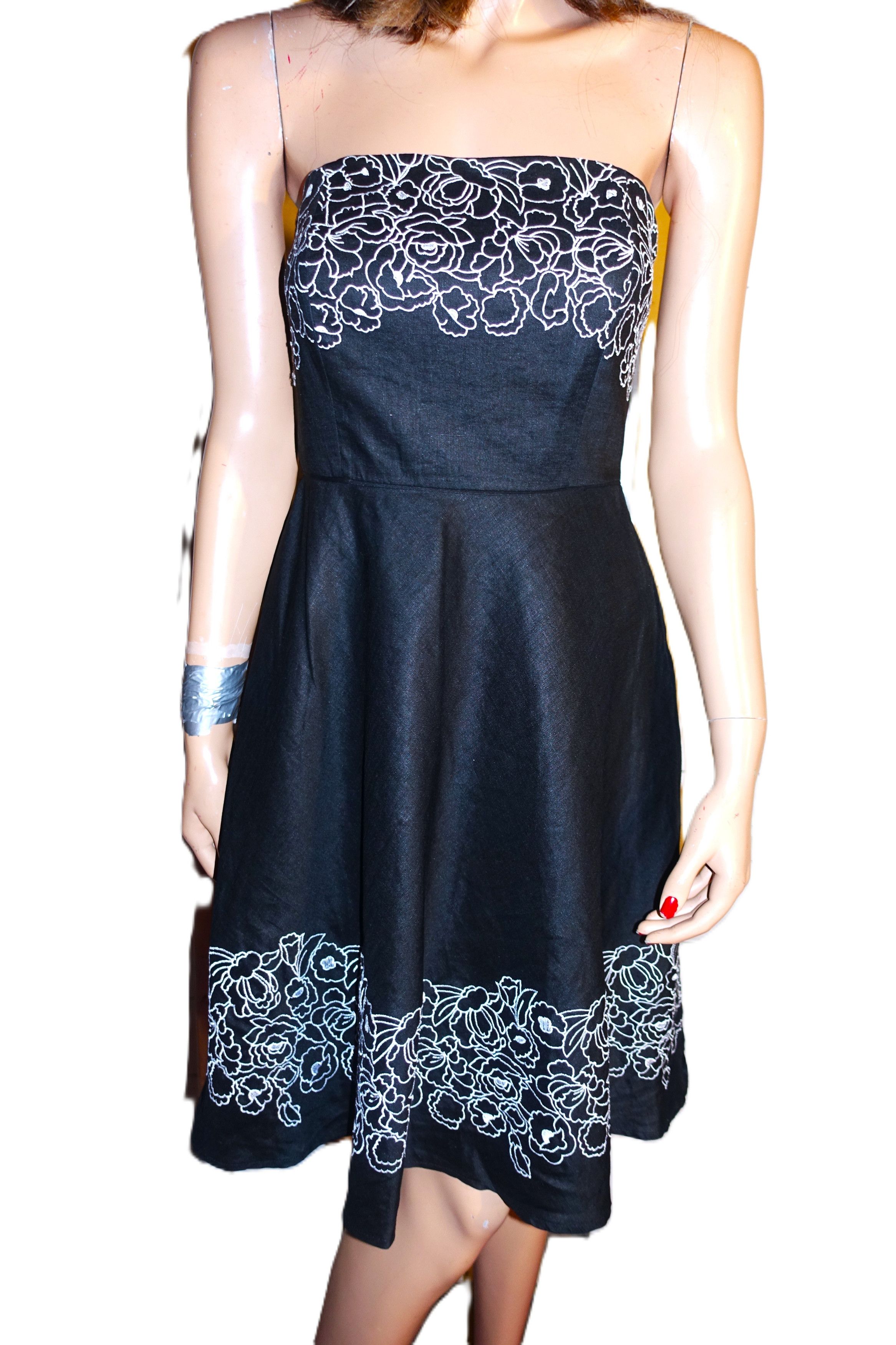 Loft Ann Taylor Loft Petites Black White Strapless Dress 6P Size M / US 6-8 / IT 42-44 - 8 Thumbnail