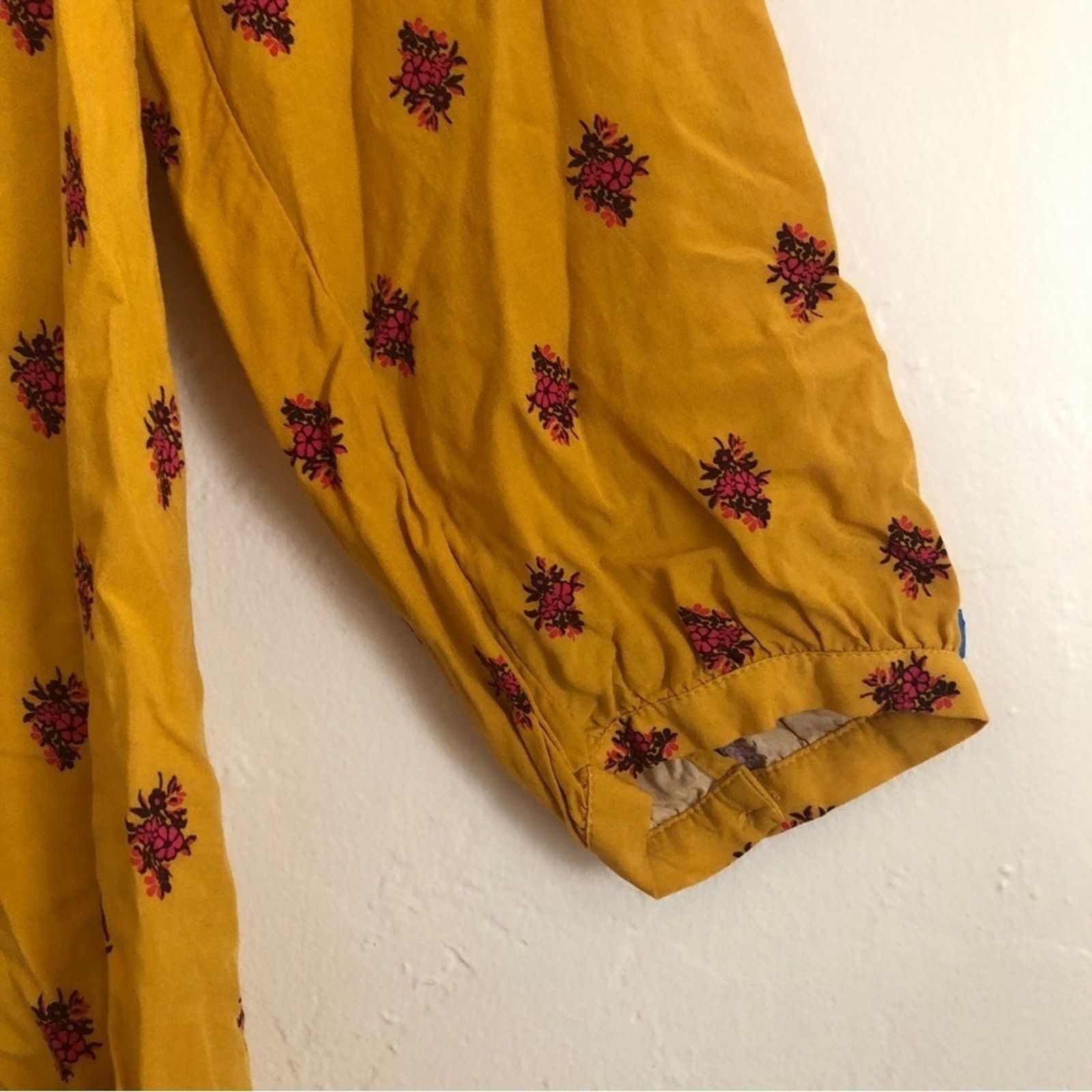 Old Navy Old Navy Mustard Yellow Red Floral Long Sleeve Flowy Dress Size XXL / US 16-18 / IT 52-54 - 4 Thumbnail