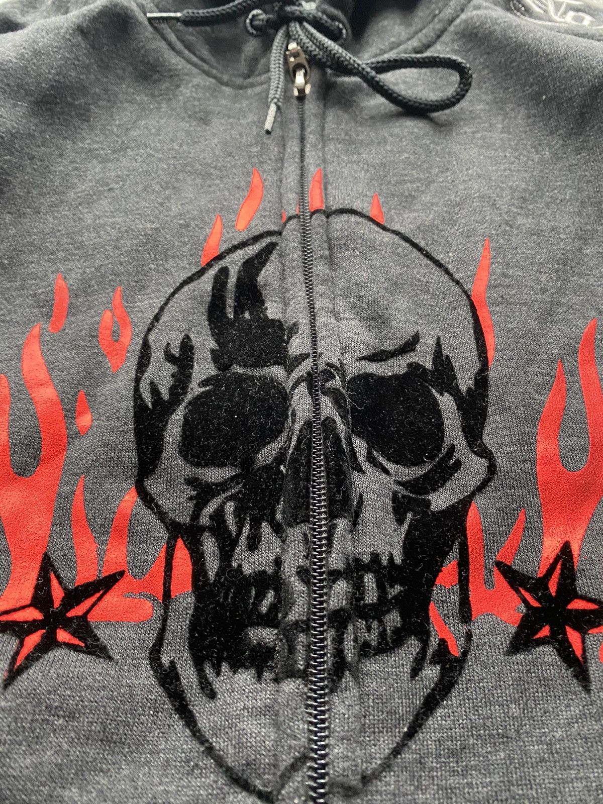 No Fear × Vintage 🔥90s No Fear Skull Gothic Flame Zip Up Hoodie Mens Vintage M Size US M / EU 48-50 / 2 - 5 Thumbnail