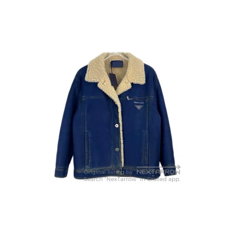 Prada Prada Blue triangle label teddy wool leather made of old f Size US XXS / EU 40 - 1 Thumbnail