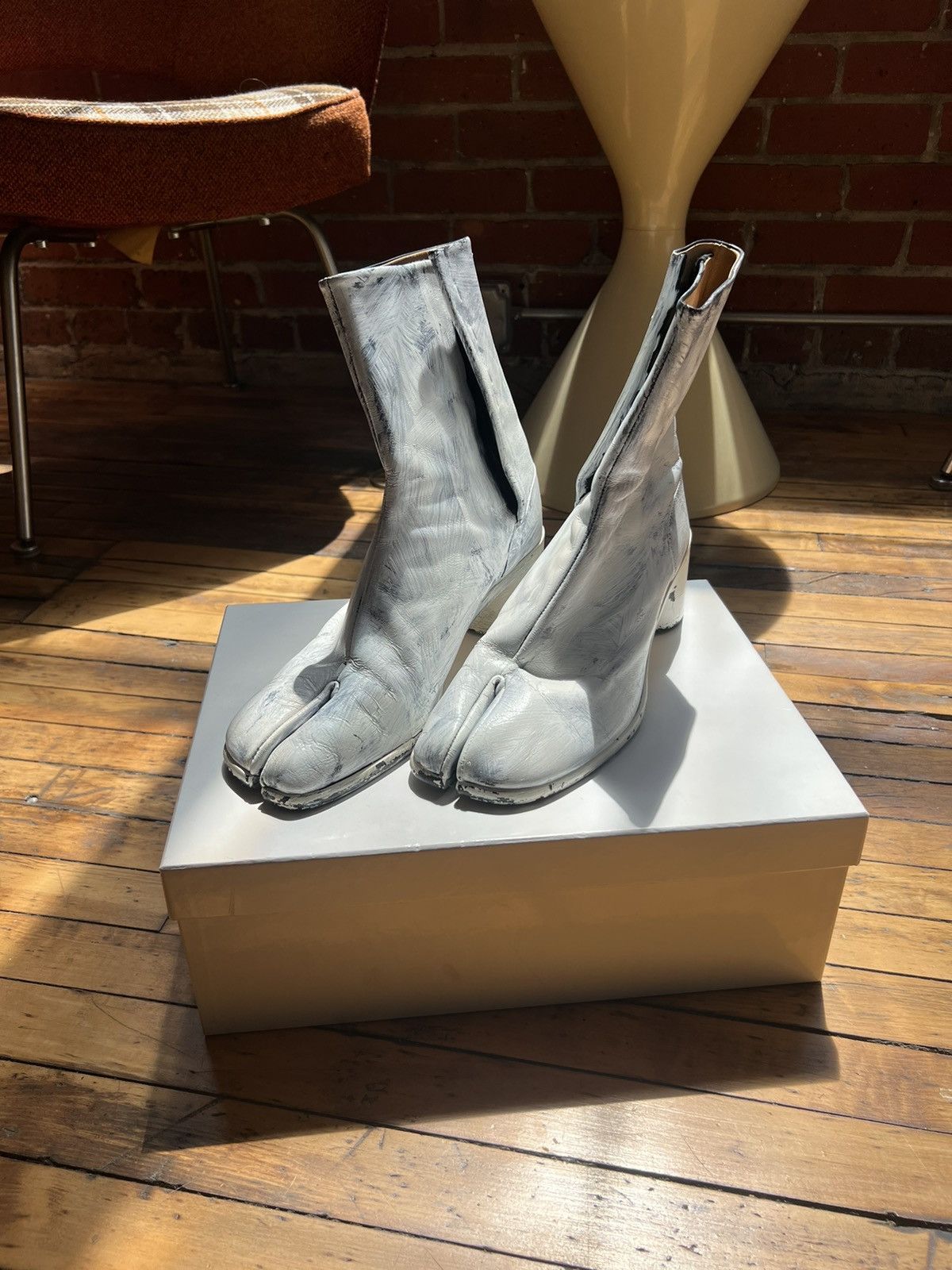 Maison Margiela Painted White Tabi Boots Grailed