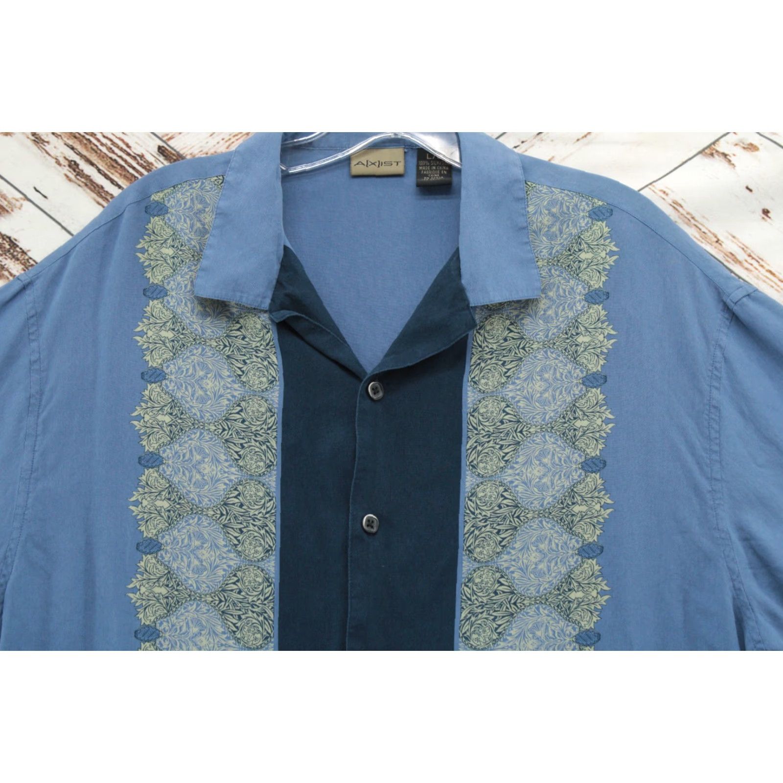 Vintage VINTAGE AXIST Shirt Men's Large Blue 100% Silk Floral 90s Hawaiian Luau Casual Friday Button-Up Short Sleeve Collared Silk Size US L / EU 52-54 / 3 - 2 Thumbnail