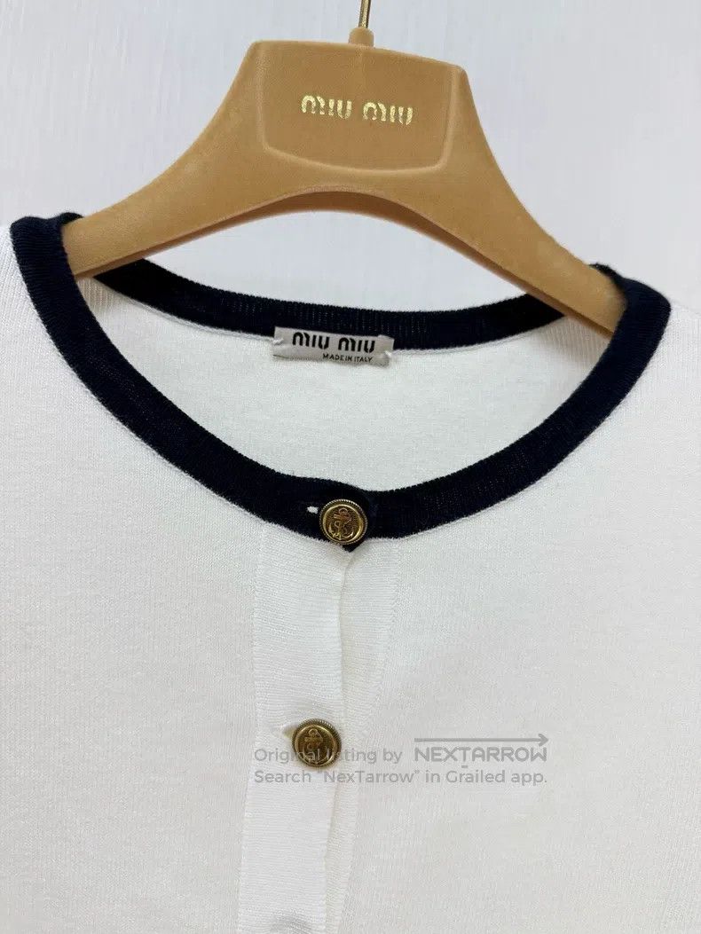Miu Miu Miu Miu 36 Cardigan short-sleeved shirt Size S / US 4 / IT 40 - 2 Thumbnail