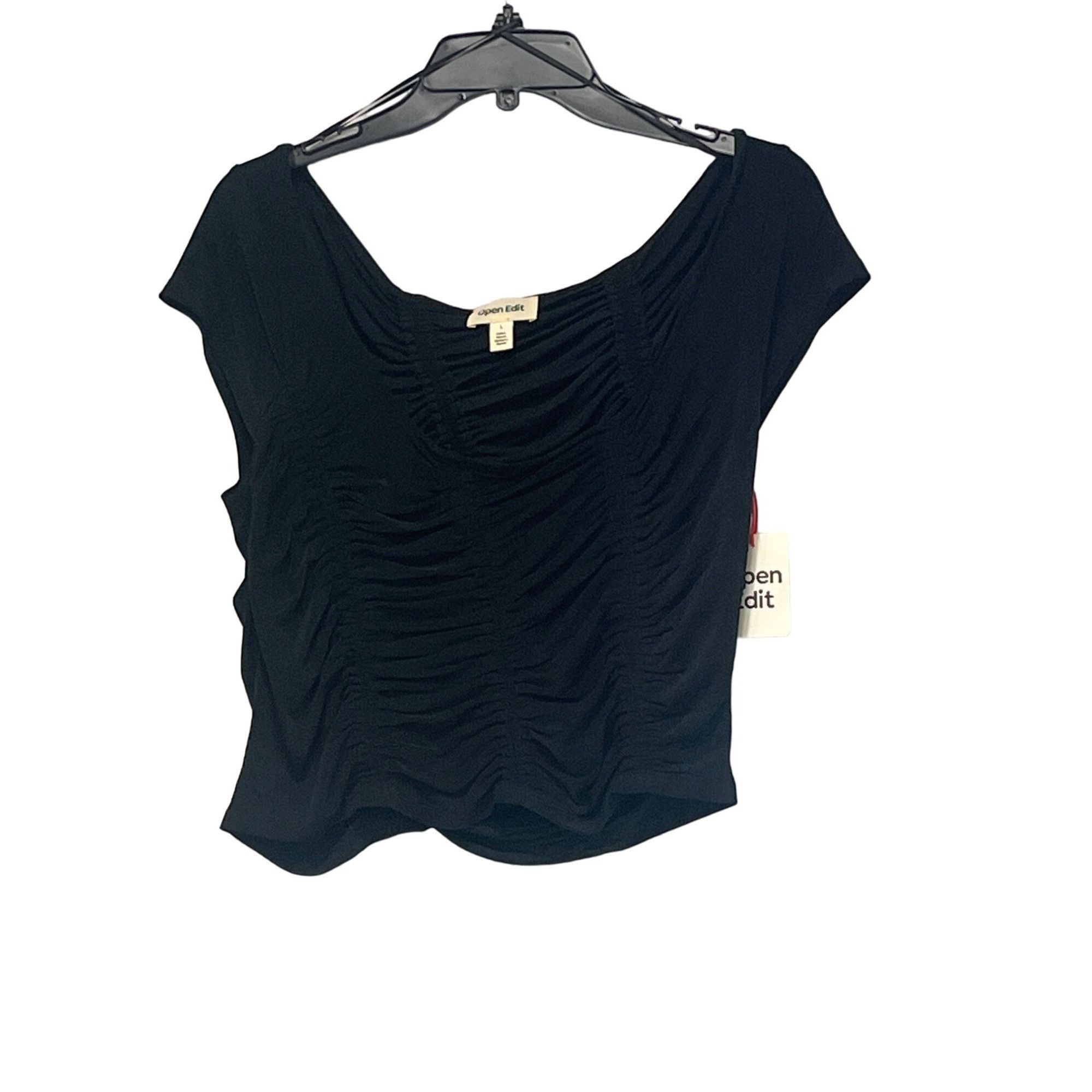 Other Open Edit Ruched Cup Sleeve Crop Top, Black, L Size L / US 10 / IT 46 - 2 Thumbnail