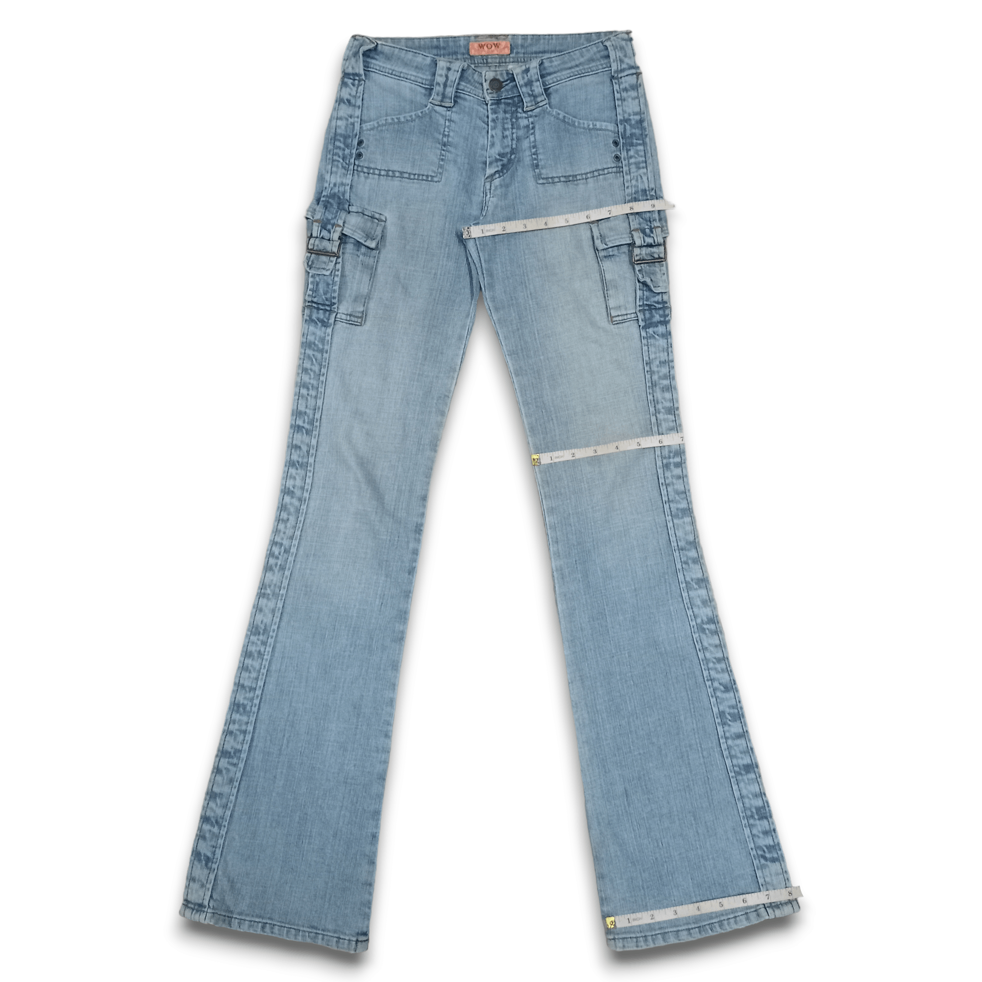 Japanese Brand Vintage Japanese Brand Blue Wash Cargo Flare Denim Jeans Size 27" / US 4 / IT 40 - 12 Thumbnail