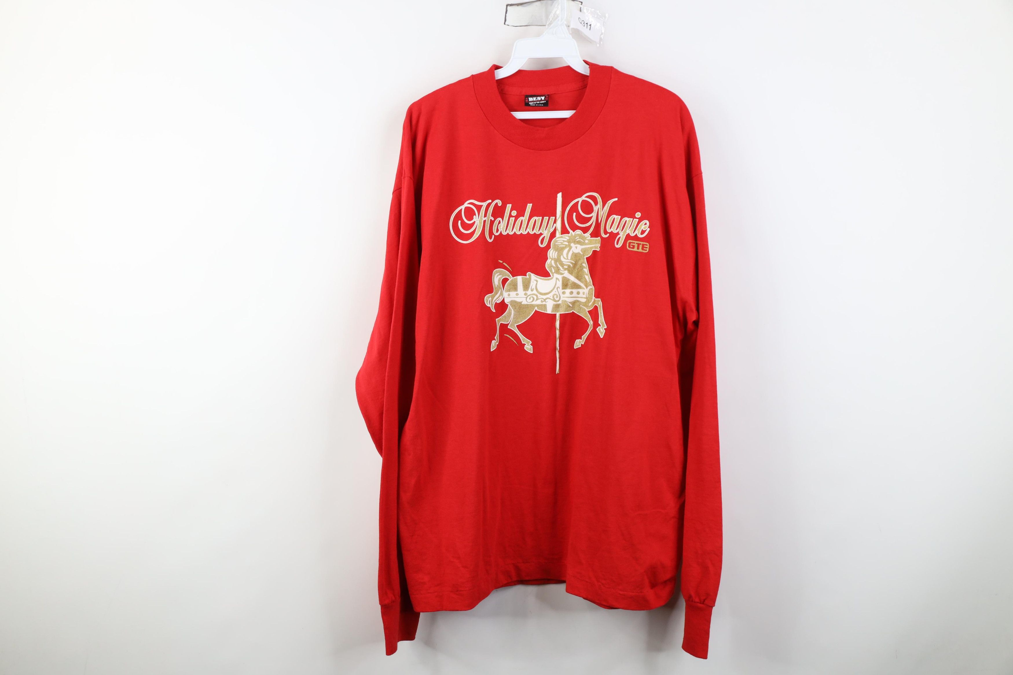 Vintage Vintage 90s Christmas Holiday Magic Merry Go Horse T-Shirt Size XL / US 12-14 / IT 48-50 - 1 Thumbnail
