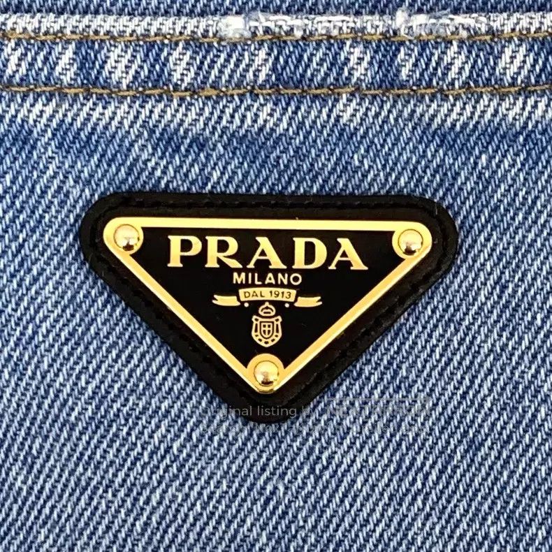 Prada Prada Blue triangle cotton casual denim trousers Size 28" / US 6 / IT 42 - 6 Thumbnail