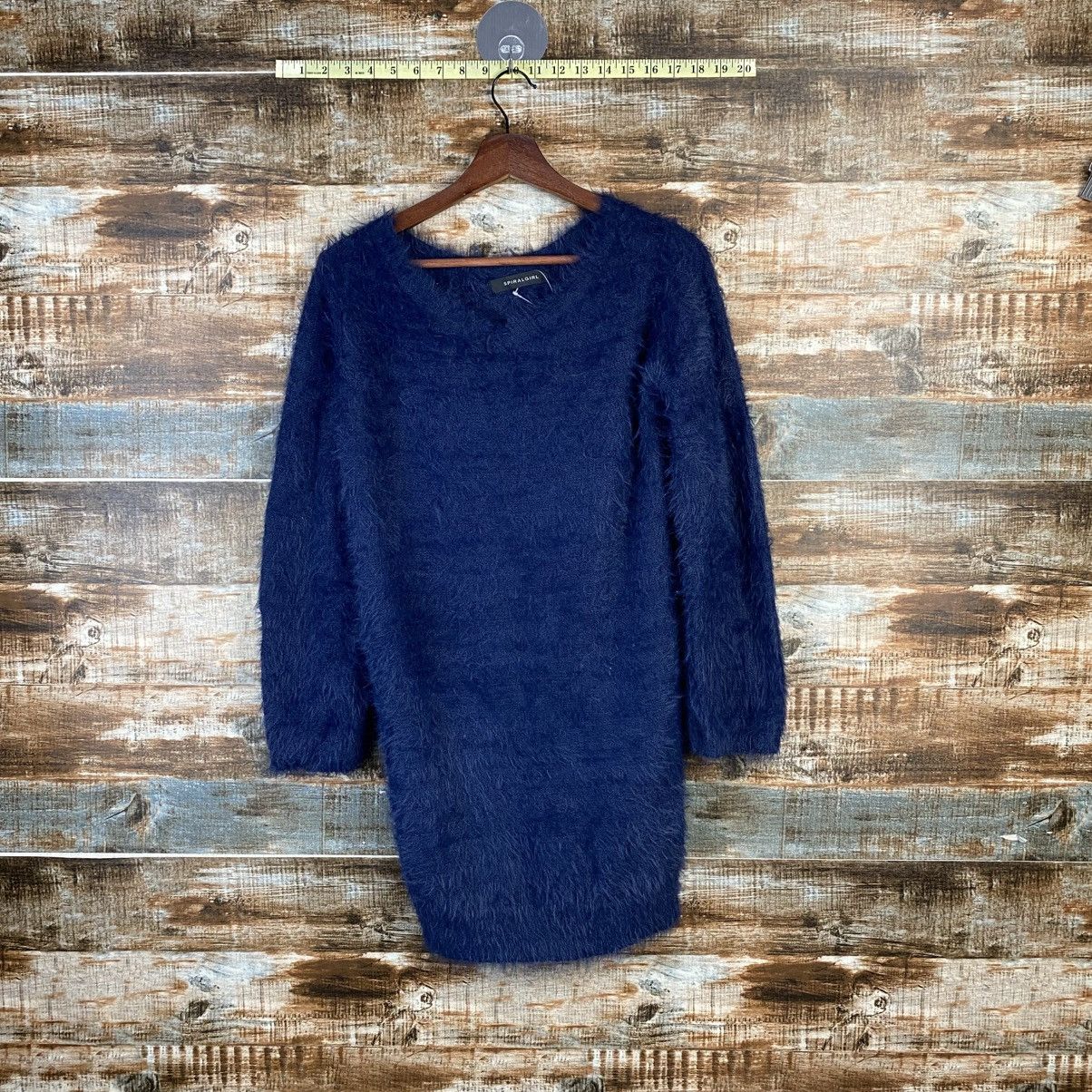 Japanese Brand DL Spiral Girl Dark Blue Fur shaggy Knitwear #C1094 Size S / US 4 / IT 40 - 1 Thumbnail