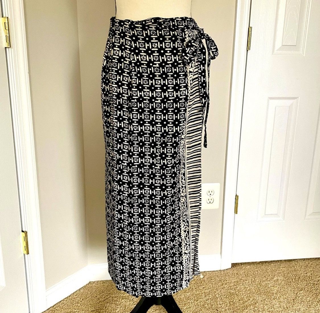 Vintage VINTAGE STYLEWORKS BLOCK PRINT ADJUSTABLE SARONG WRAP SKIRT Size 34" / US 12 / IT 48 - 1 Thumbnail