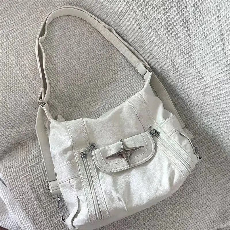 Other Solid Messenger Bag PU Leather Cute Star Tote Bag y2k Size ONE SIZE - 3 Thumbnail