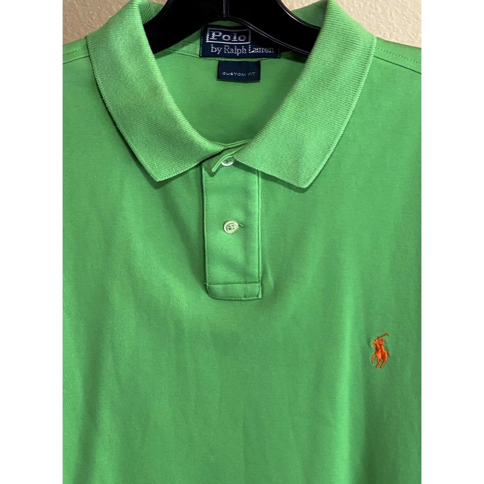 Ralph Lauren Polo Shirt XL Polo Ralph Lauren Poly Green Orange POLO SHIRT XL Custom Fit Mens Size US XL / EU 56 / 4 - 3 Thumbnail