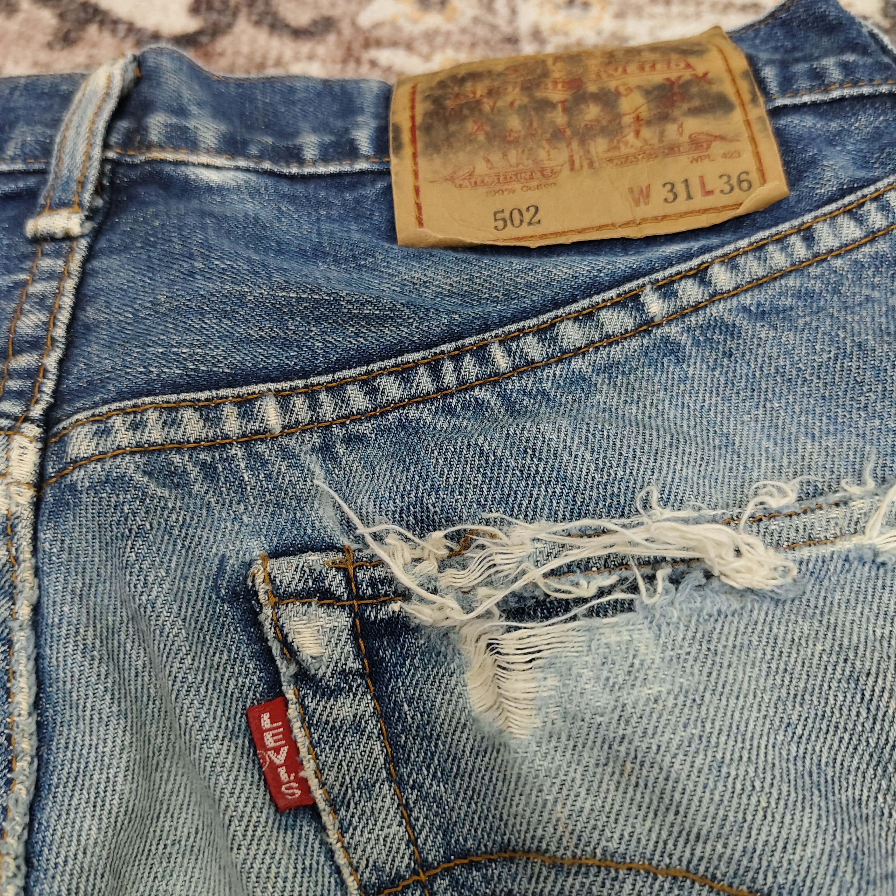 Levi's Vintage Levi's 502 Big E Selvedge Distressed Jean Size US 30 / EU 46 - 12 Thumbnail