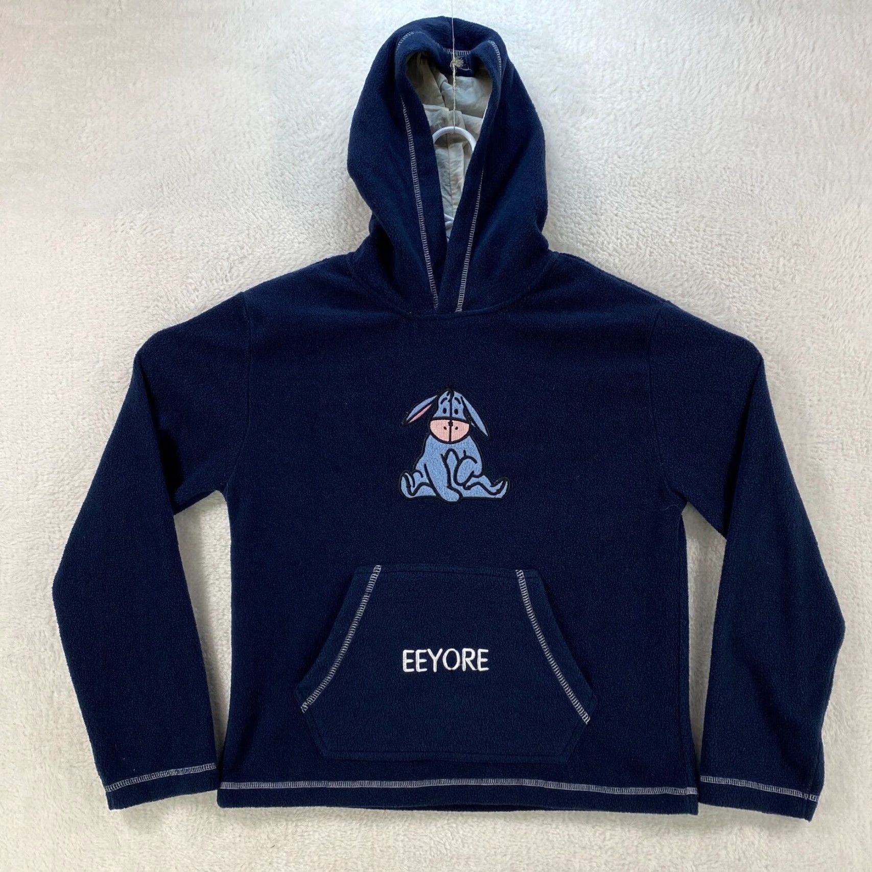 Disney VINTAGE Disney Pooh Eeyore Fleece Womens Small Hoodie Blue Hooded Sweatshirt Size S / US 4 / IT 40 - 2 Thumbnail