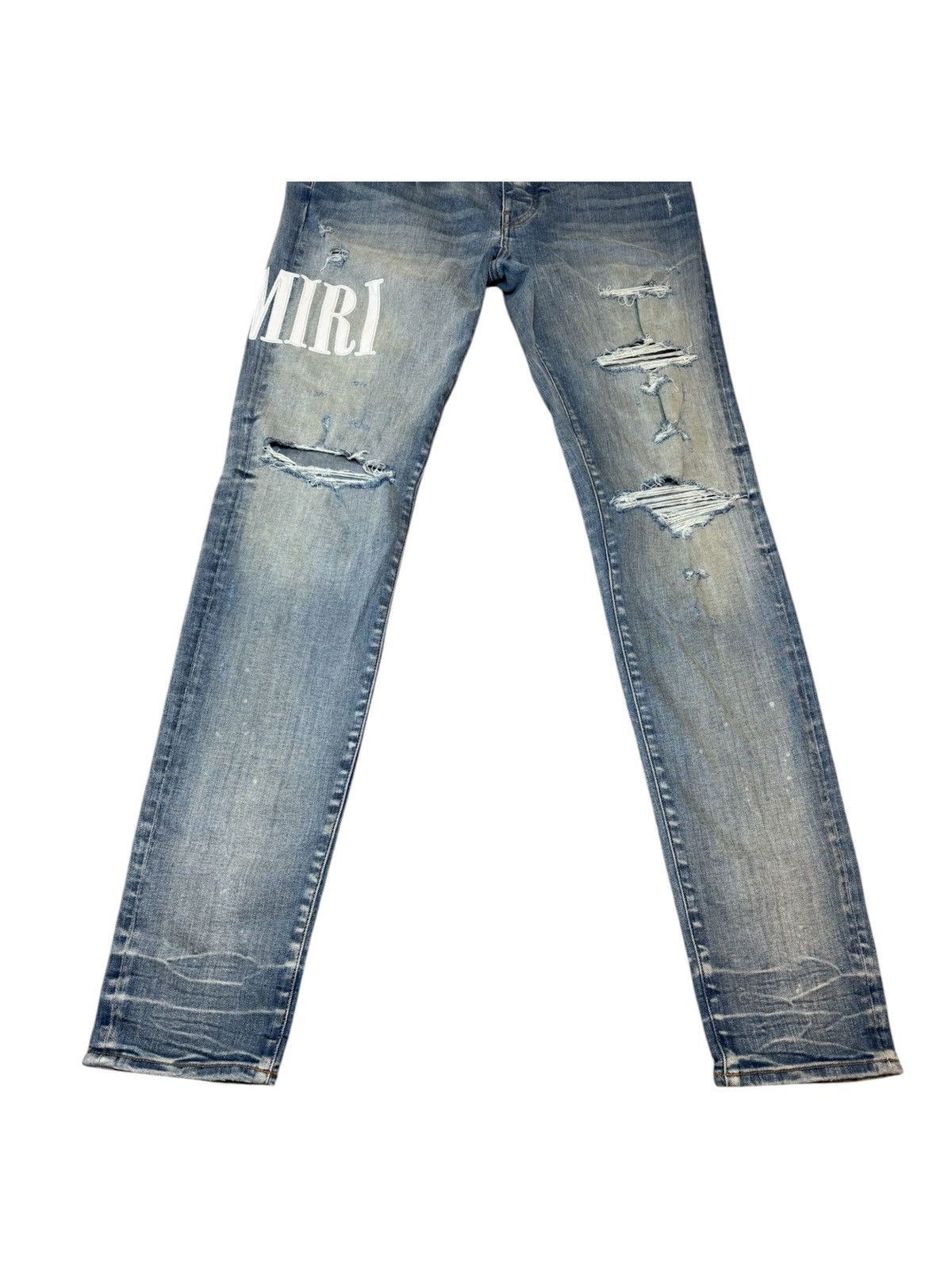 Amiri Amiri White Leather Core Logo Thrasher Ripped Jeans size 36 Size US 36 / EU 52 - 3 Thumbnail