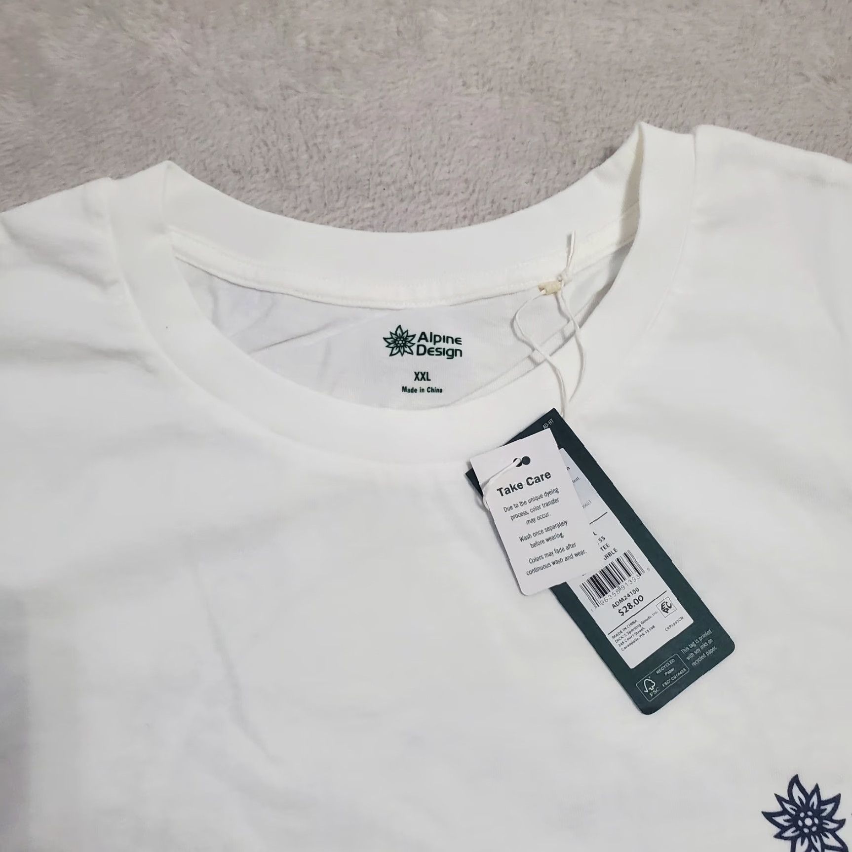 Vintage VINTAGE Alpine Design Rock y Mountains Graphic Tee Men XXL White Hike Short Sleeve UPF 30 Size US 39 - 6 Thumbnail