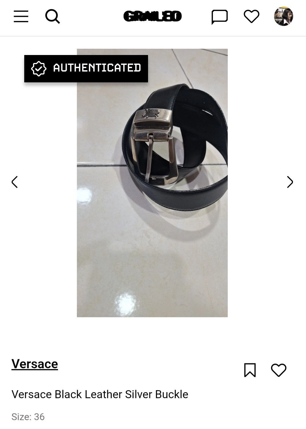 Versace Versace Black Leather Silver Buckle Size 36 - 7 Thumbnail