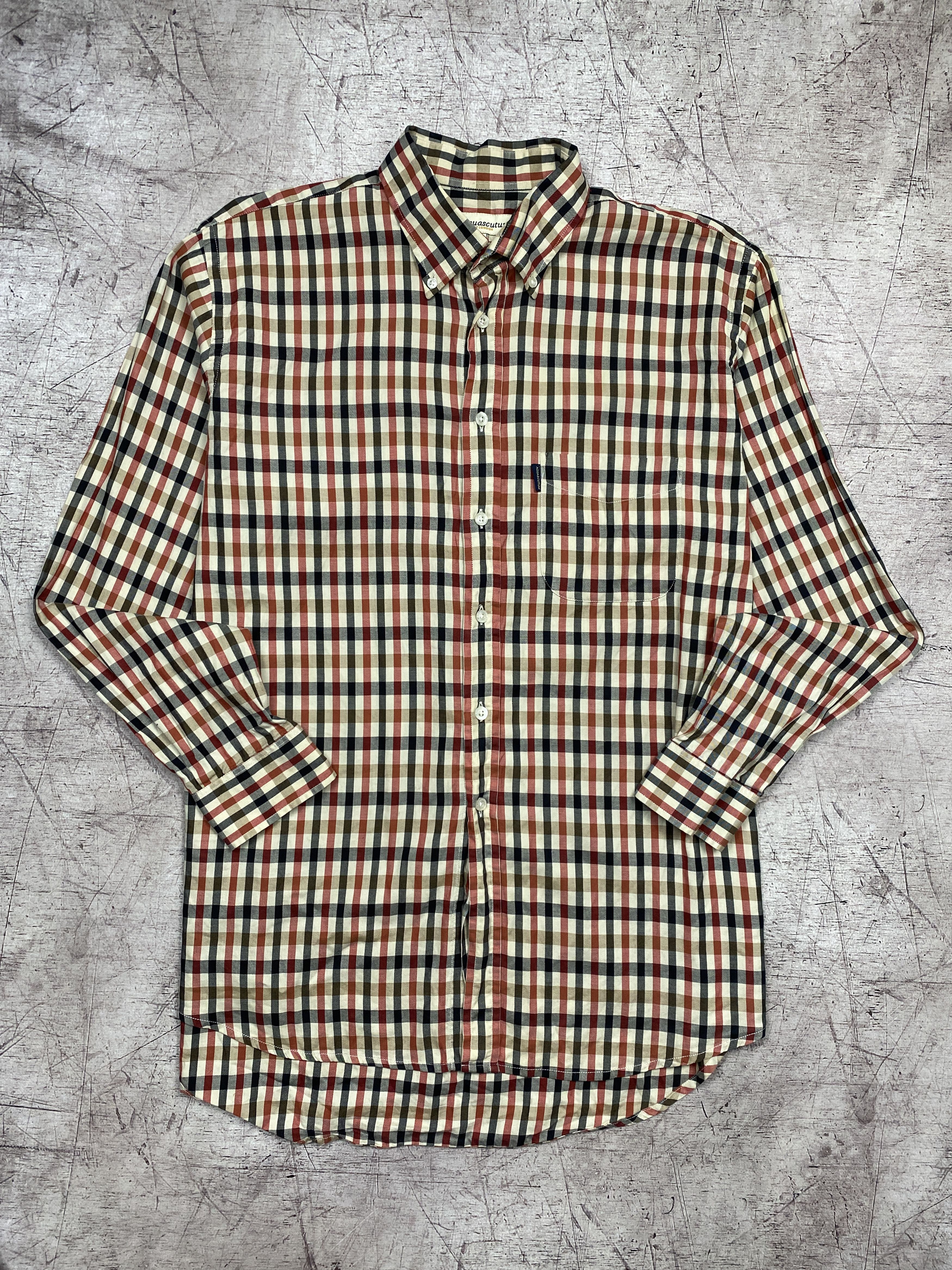 Aquascutum × Vintage Aquascutum Vintage Mens Long Sleeve Check Shirt Size US XL / EU 56 / 4 - 1 Thumbnail