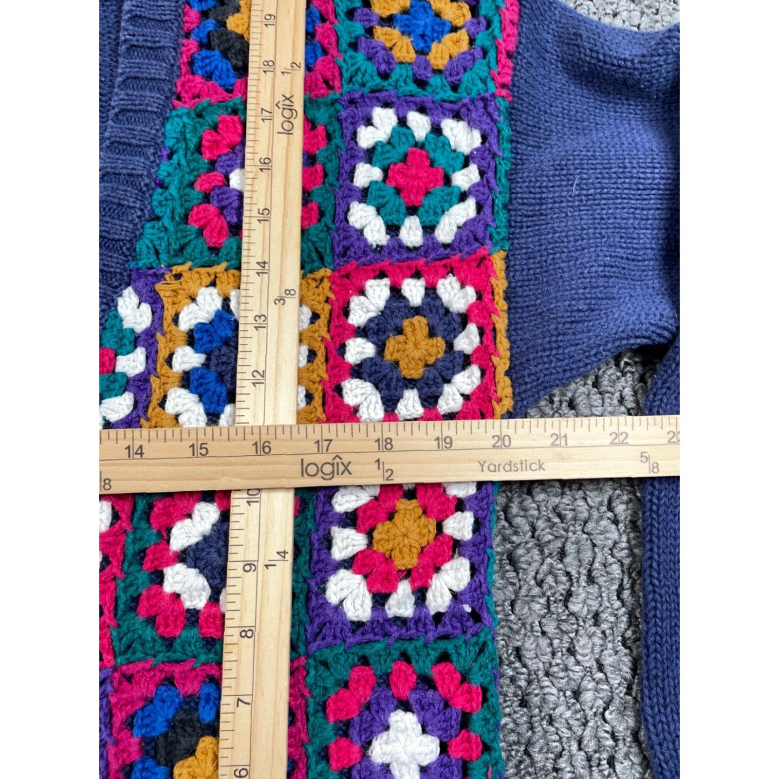Vintage VINTAGE NUOVO Cardigan Sweater 90s Floral Crochet Blue Medium Women KC Knit Short Sleeve Sho Elapsed? Size M / US 6-8 / IT 42-44 - 6 Thumbnail