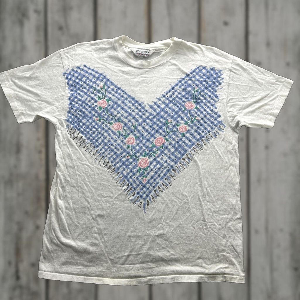 Vintage VINTAGE Knitpicks Shirt Womens One Size White Floral Bandana 80s Graphic Size ONE SIZE - 1 Thumbnail