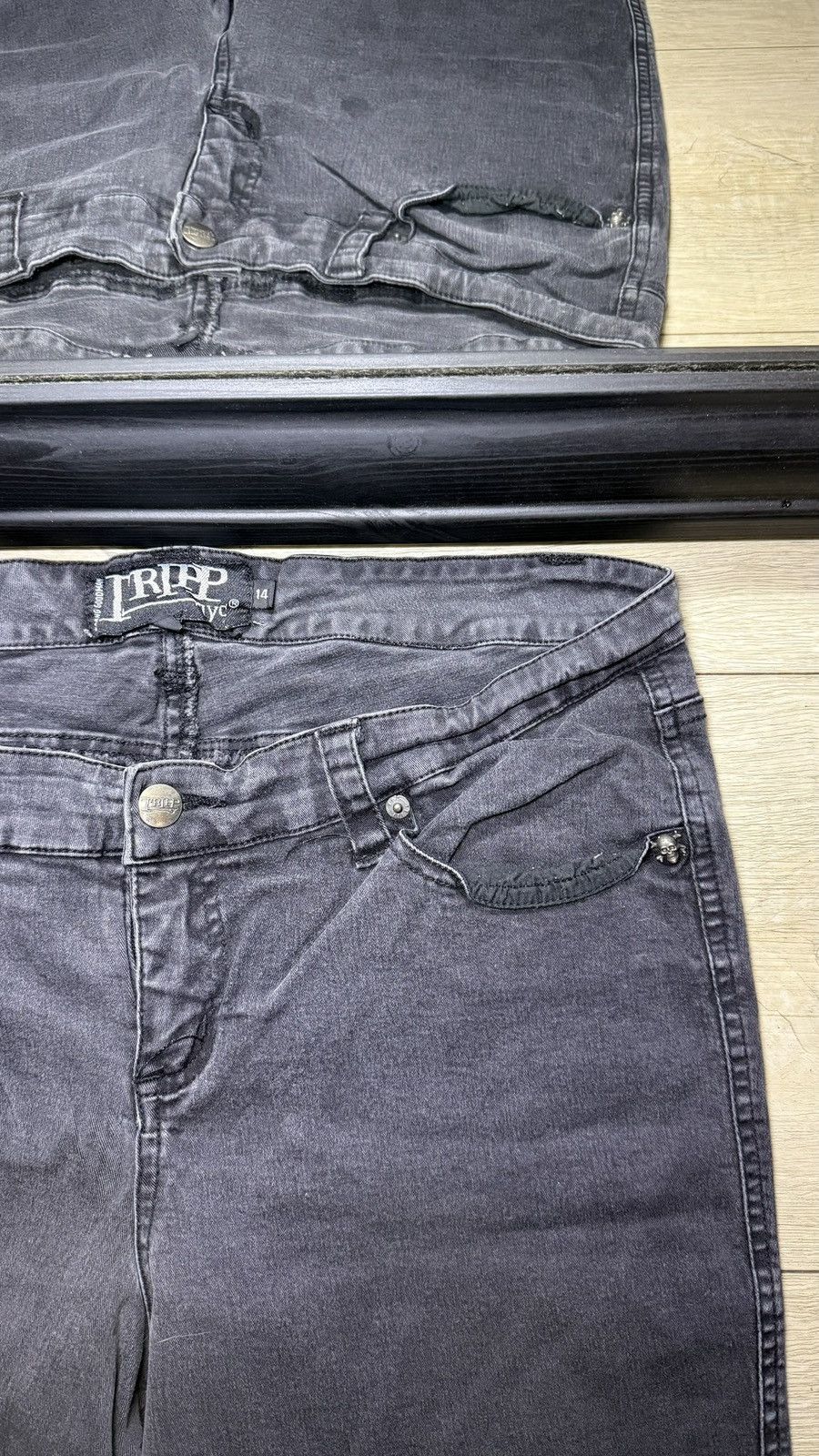 Tripp NYC Y2K 2000s Tripp NYC 14 Skeleton T Back Pockets Denim Jeans Size 36" / US 14 / IT 50 - 4 Thumbnail
