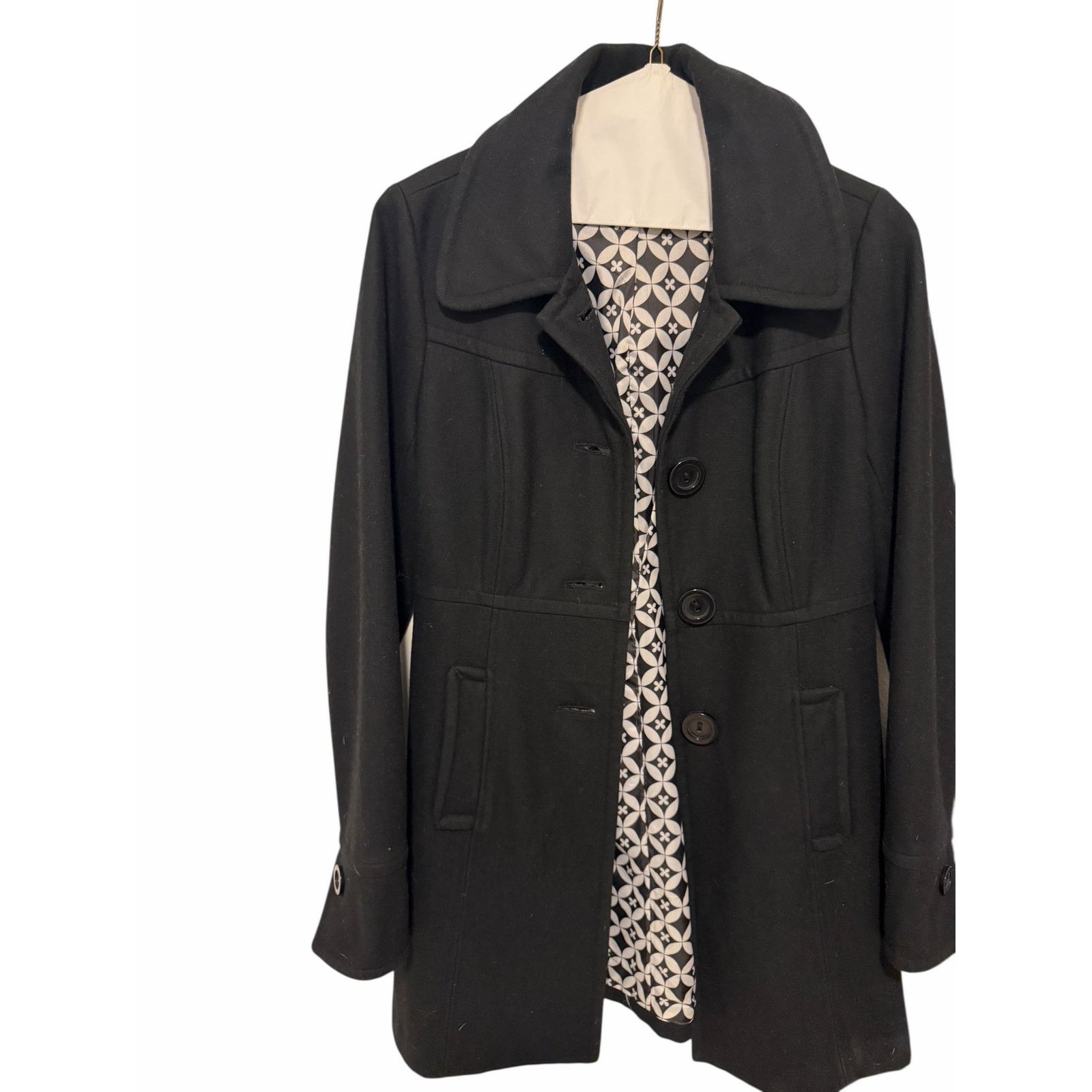 Anthropologie Anthropologie Black Wool Longline Long Sleeve Button Peacoat Size M / US 6-8 / IT 42-44 - 3 Thumbnail