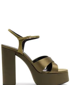 Saint Laurent Paris oc11z1125 785665 Blanca Platform Sandals Satin Crepe Green Size US 7.5 / IT 37.5 - 1 Thumbnail