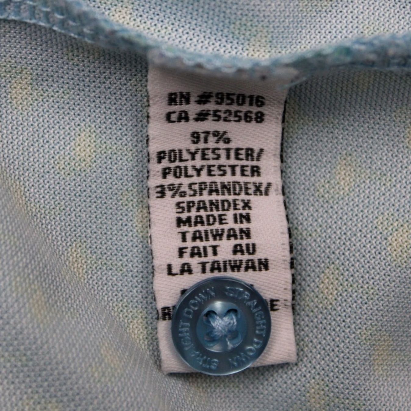 Vintage Straight Down Polo Shirt Mens Large Blue/Yellow Geometric S/S Golf Stretch Size US L / EU 52-54 / 3 - 7 Thumbnail