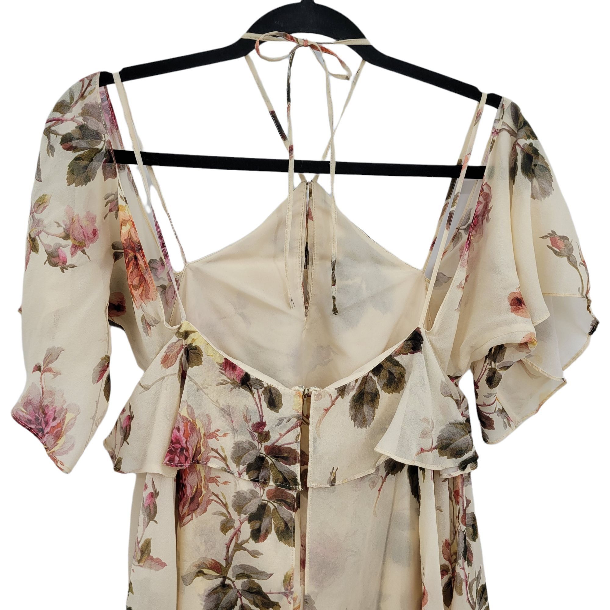 INTERMIX Intermix Silk Top Sz S Cream Feminine Country Floral Strappy Size S / US 4 / IT 40 - 7 Thumbnail