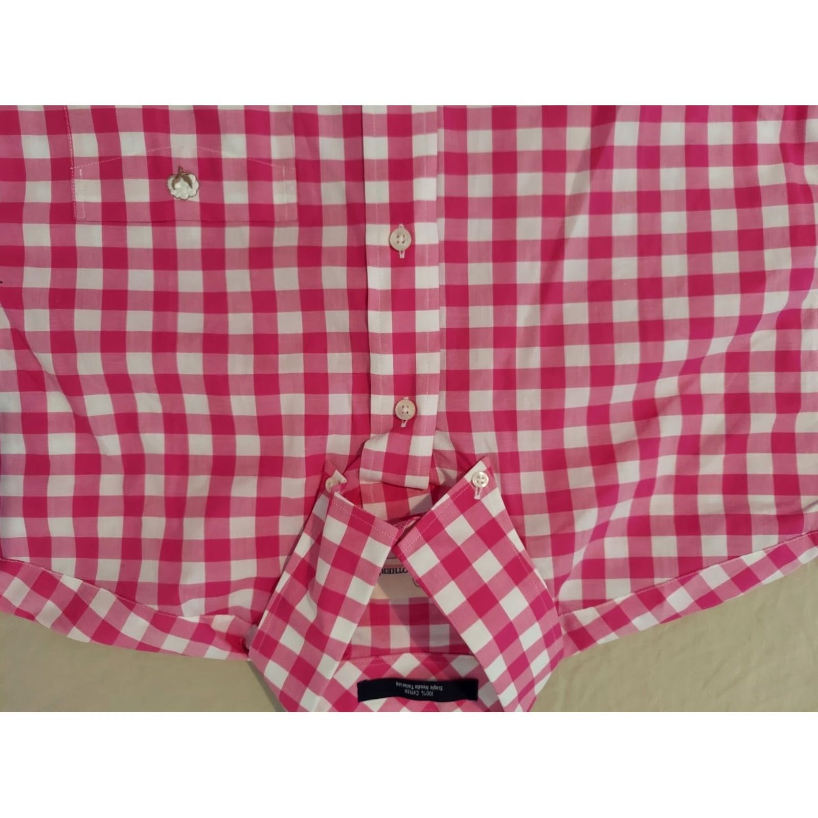 Pinko Cotton Brothers Dress Shirt Mens M Pink Cotton Shirt Size 40R - 2 Thumbnail