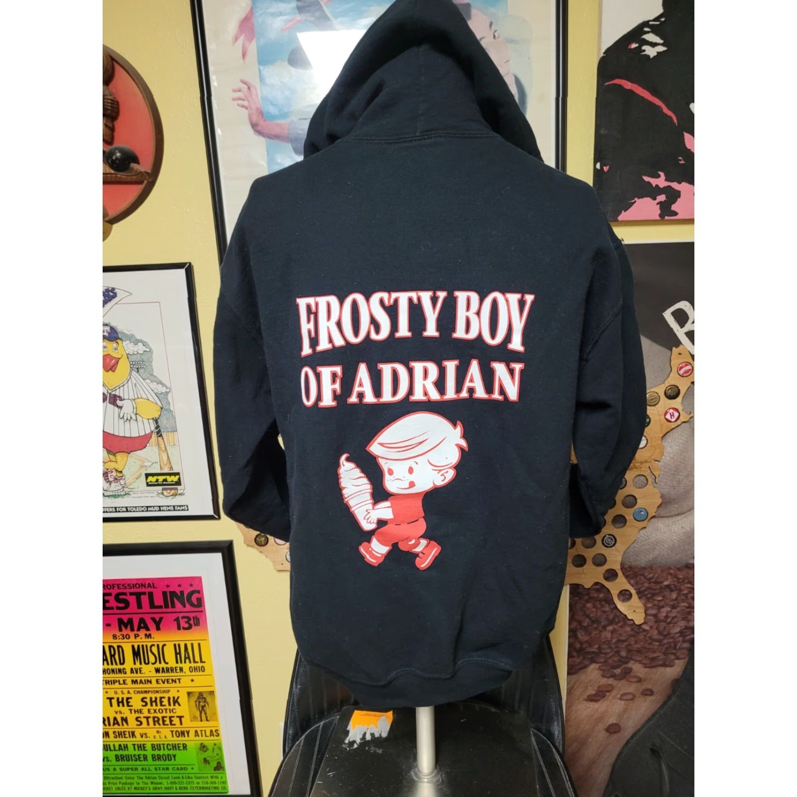 Vintage Frosty Boy Ice Cream Hoodie Sweatshirt Slick Shirts Black Small Mens Hooded Pullover - 1990s? Size US S / EU 44-46 / 1 - 3 Thumbnail