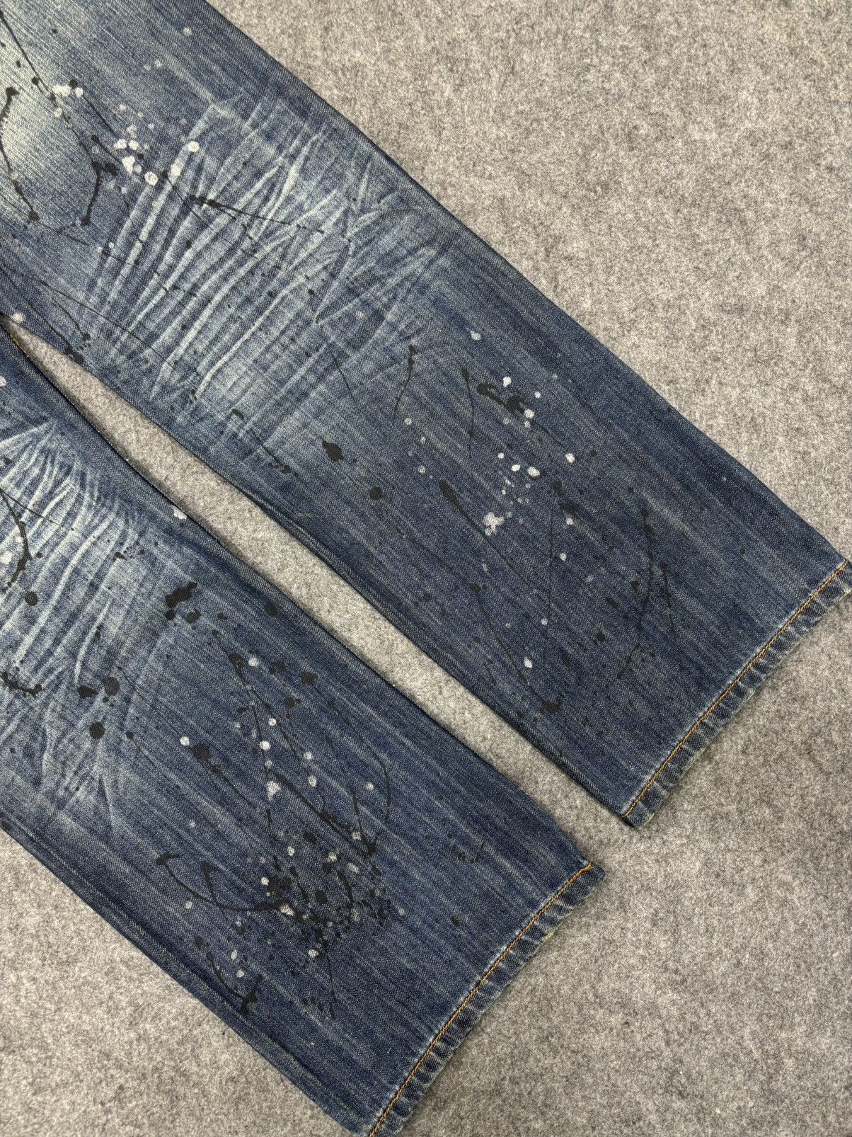 Japanese Brand Sick punk ministry PatchWork Japan Paint Splatter Denim F672 Size US 31 - 19 Thumbnail