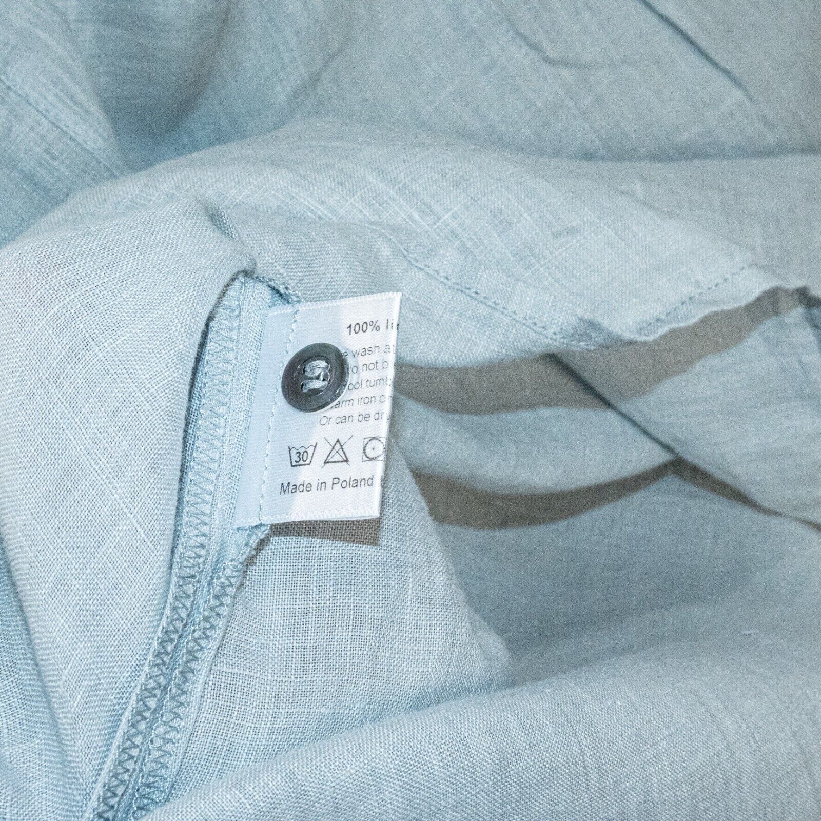 eskandar Eskandar 100% Linen Oversize Tunic Blouse with pocket blue Size ONE SIZE - 7 Thumbnail