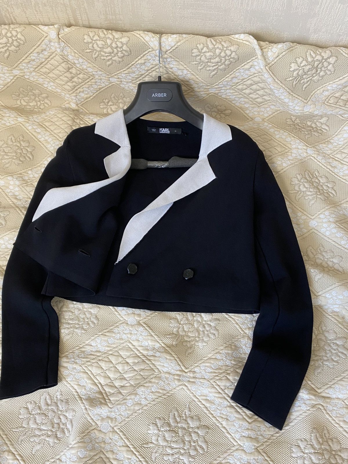 Karl Lagerfeld 🔥 2023 Karl Lagerfeld Cropped Tailored Cardigan Blazer Black Size XS / US 0-2 / IT 36-38 - 11 Thumbnail