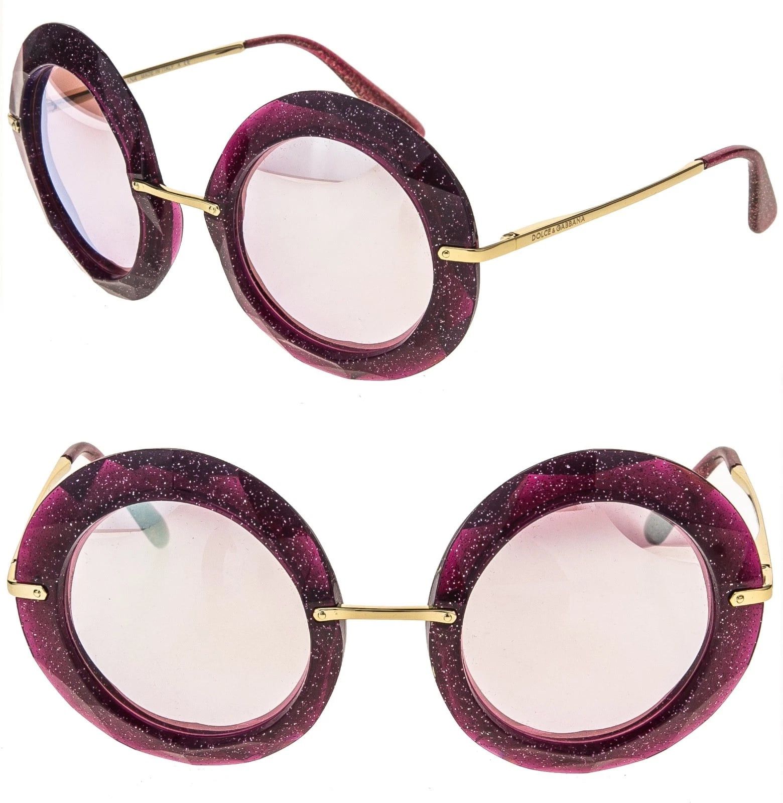 Dolce & Gabbana Dolce & Gabbana DG6105 6105 Fuchsia Glitter Round Sunglass Size ONE SIZE - 1 Thumbnail